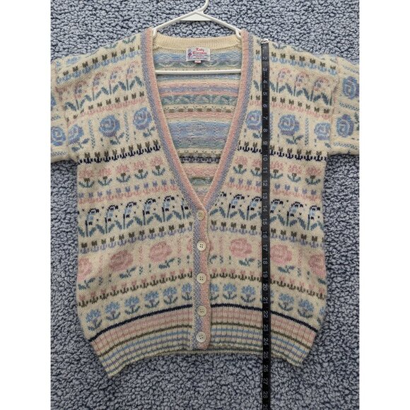 VTG Lady Clansman Cardigan Womens M Floral Grandma Cottagecore Scottish Wool - Picture 9 of 10